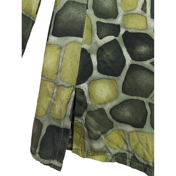 Etcetera Silk Blouse Womens 2 Green Long Sleeve Quarter Zip Bell Sleeve Lightwei - Picture 5 of 8